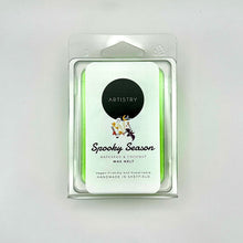 Load image into Gallery viewer, Artistry 'Spooky Season' scented wax melt in its clear plastic clamshell packaging, displayed on a white background.
